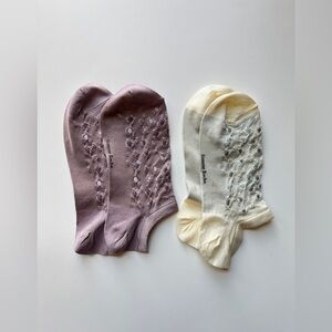 Simone Rocha Lavender and Cream Embroidered Socks